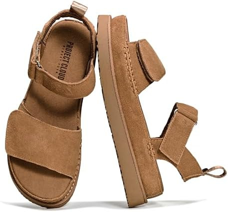 Project Cloud 100% Genuine Leather Platform Sandals For Women - Memory Foam Insole Slip Resistant... | Amazon (US)