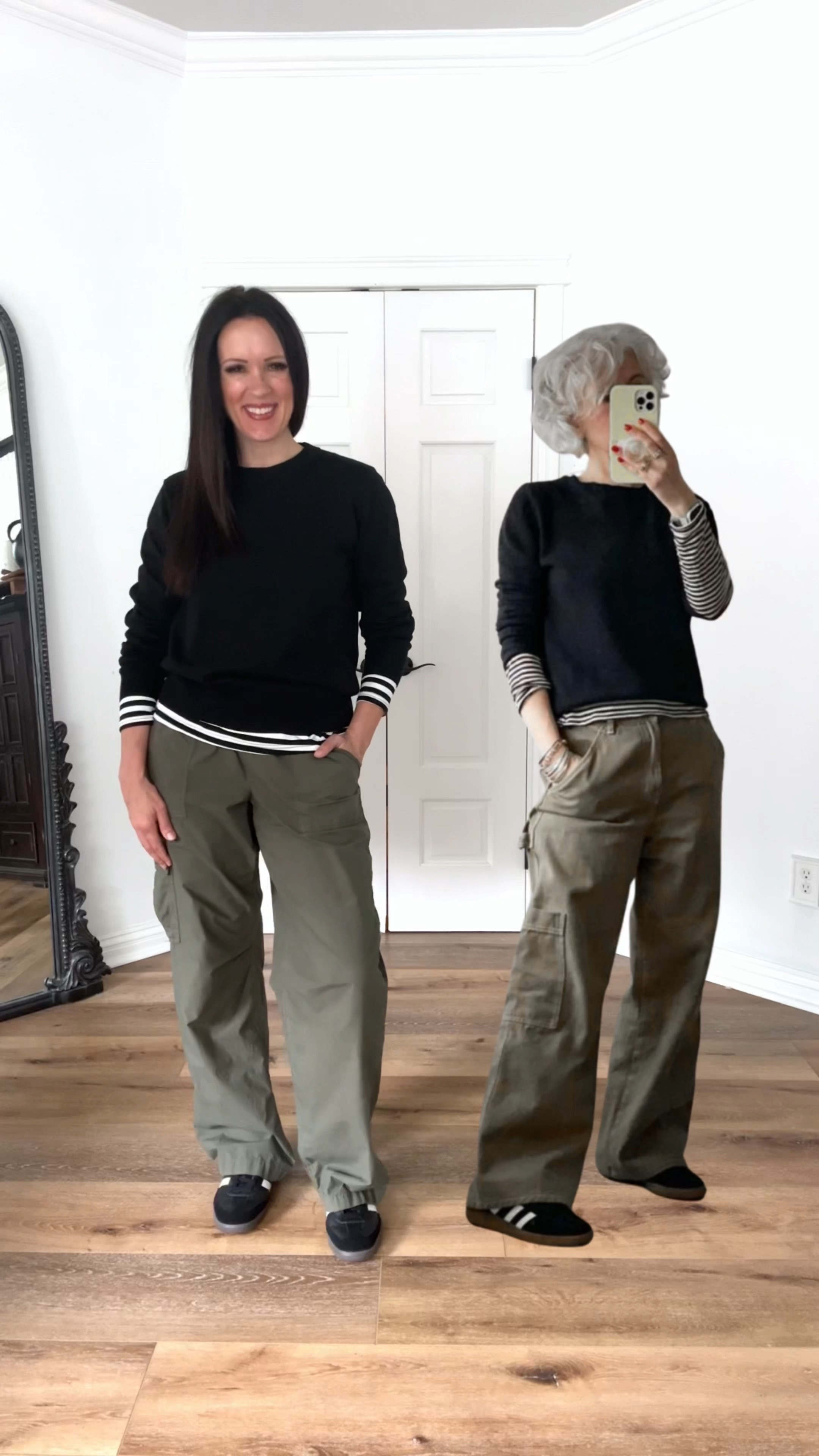 Recreating Pinterest looks as a mom over 40. Love this feminine take on a menswear-inspired look.

Casual outfit | elevated casual | business casual | crewneck sweater | cargo pants | adidas sambas 

#LTKstyletip #LTKover40 #LTKfindsunder50