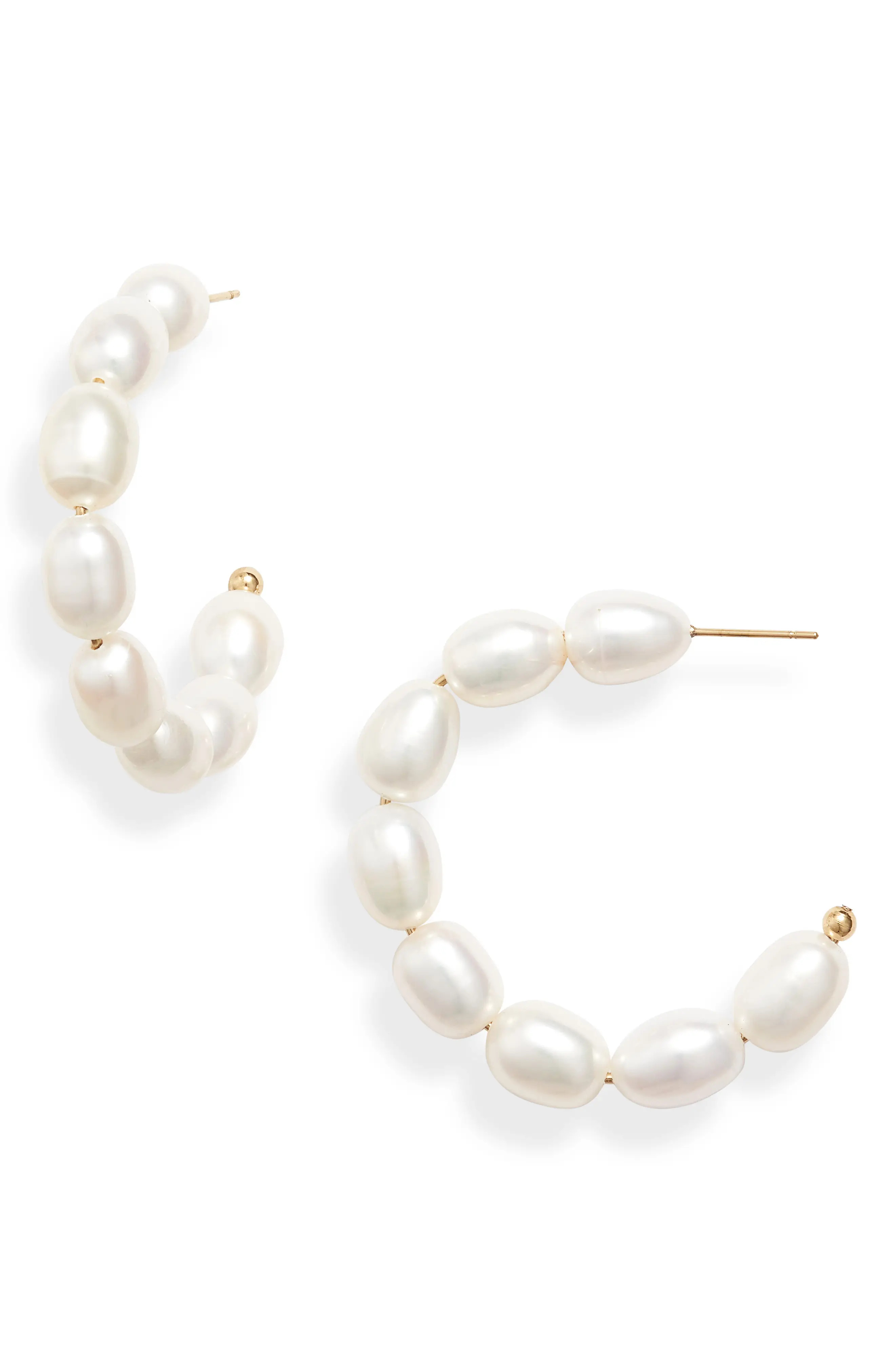 Women's Knotty Imitation Pearl Hoop Earrings | Nordstrom