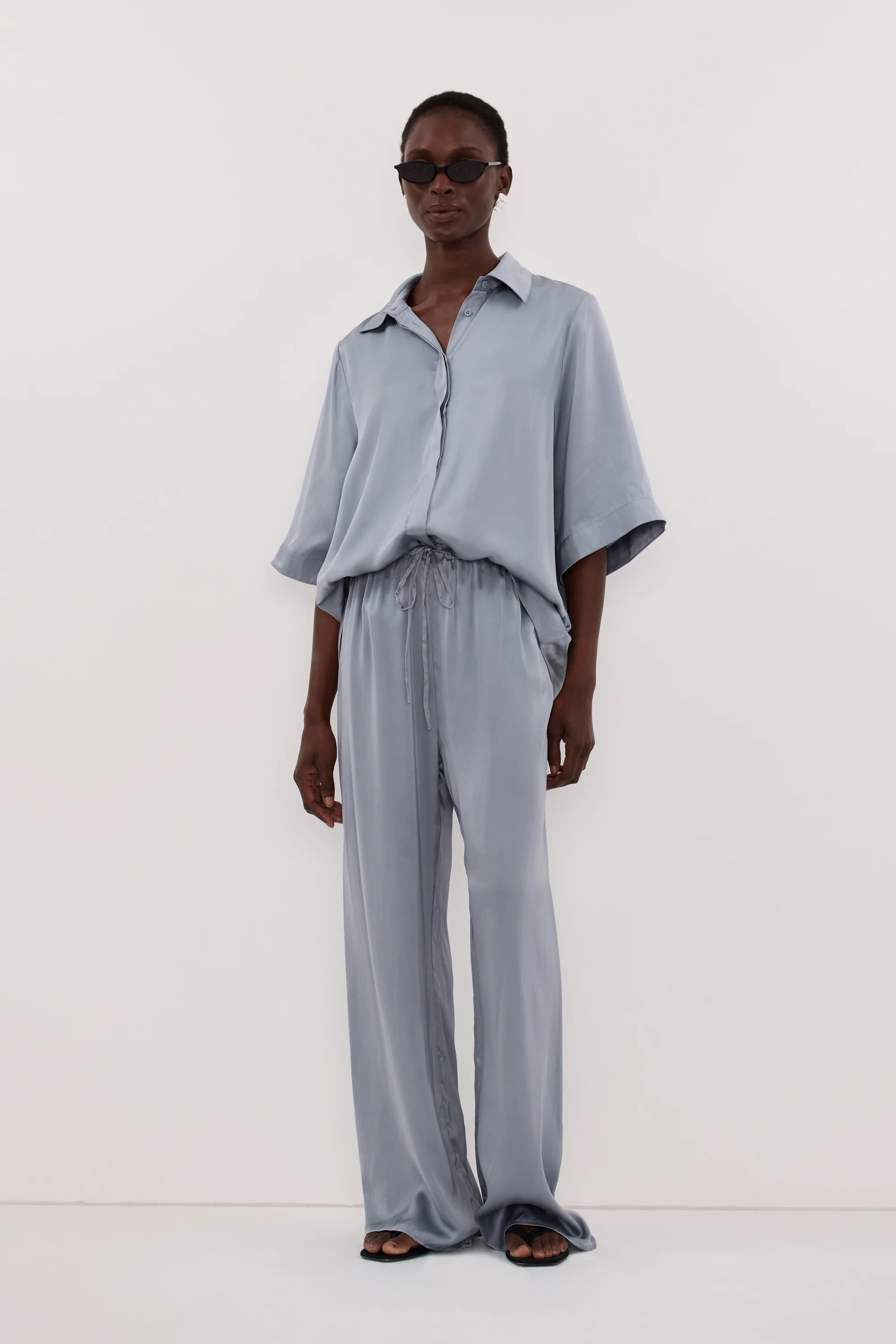 PERCY DUSTY BLUE SILK PANT | DISSH