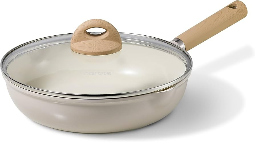 CAROTE 10" Ceramic Frying Pan with Lid, Non Stick Frying Pan Skillet Chef's Pan, Healthy & PFOA/P... | Amazon (US)