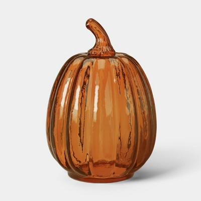 5.5" Small Glass Fall Pumpkin - Threshold™ translucent orange with black accents | Target
