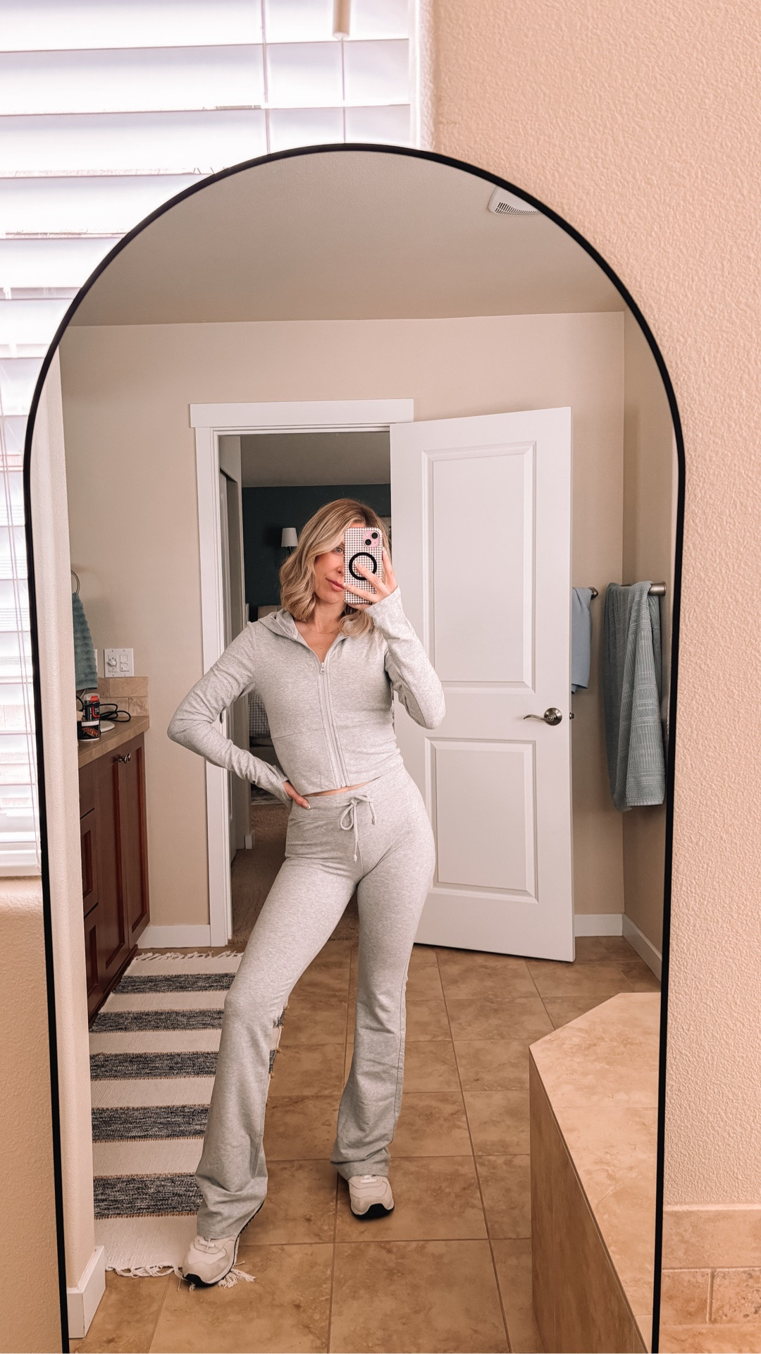 Small in jacket and XS in bottoms. So soft and comfy. Cutest matching set from @Alo Yoga

#LTKootd #LTKfitnessgoals #LTKActive
