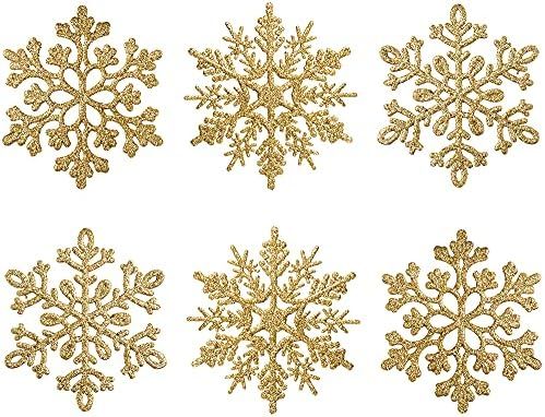 XmasExp 100mm/4inch Mini Glitter Snowflake Ornaments Set Christmas Tree Hanging Plastic Decoratio... | Amazon (US)