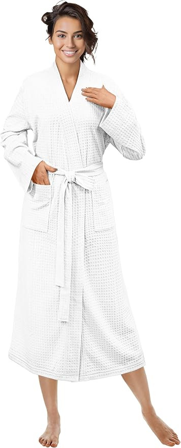 PAVILIA Women Waffle Knit Kimono Robe, Soft Cozy Breathable Lightweight Long Bathrobe with Side P... | Amazon (US)