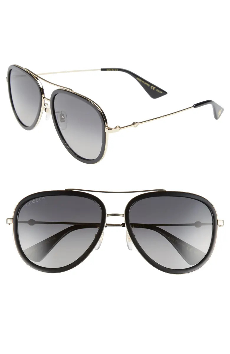 Web Block Pilot 57mm Polarized Aviator Sunglasses | Nordstrom
