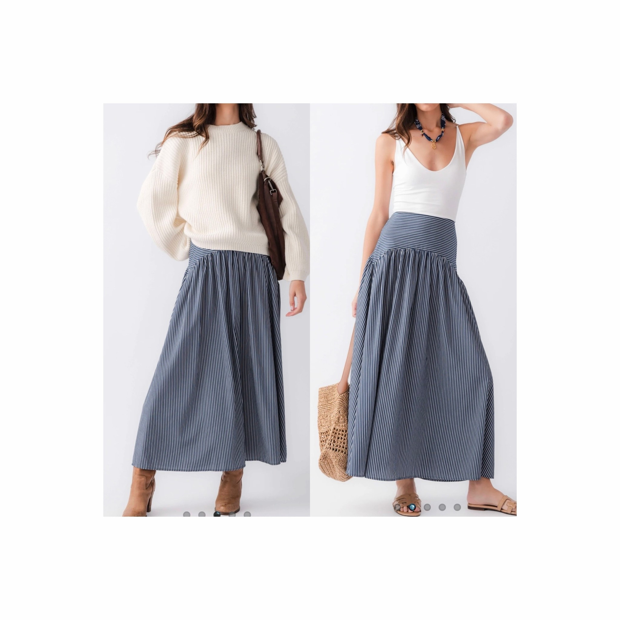Drop waist pull on striped skirt you can wear now and later!

#LTKOver40 #LTKPetite #LTKgrwm