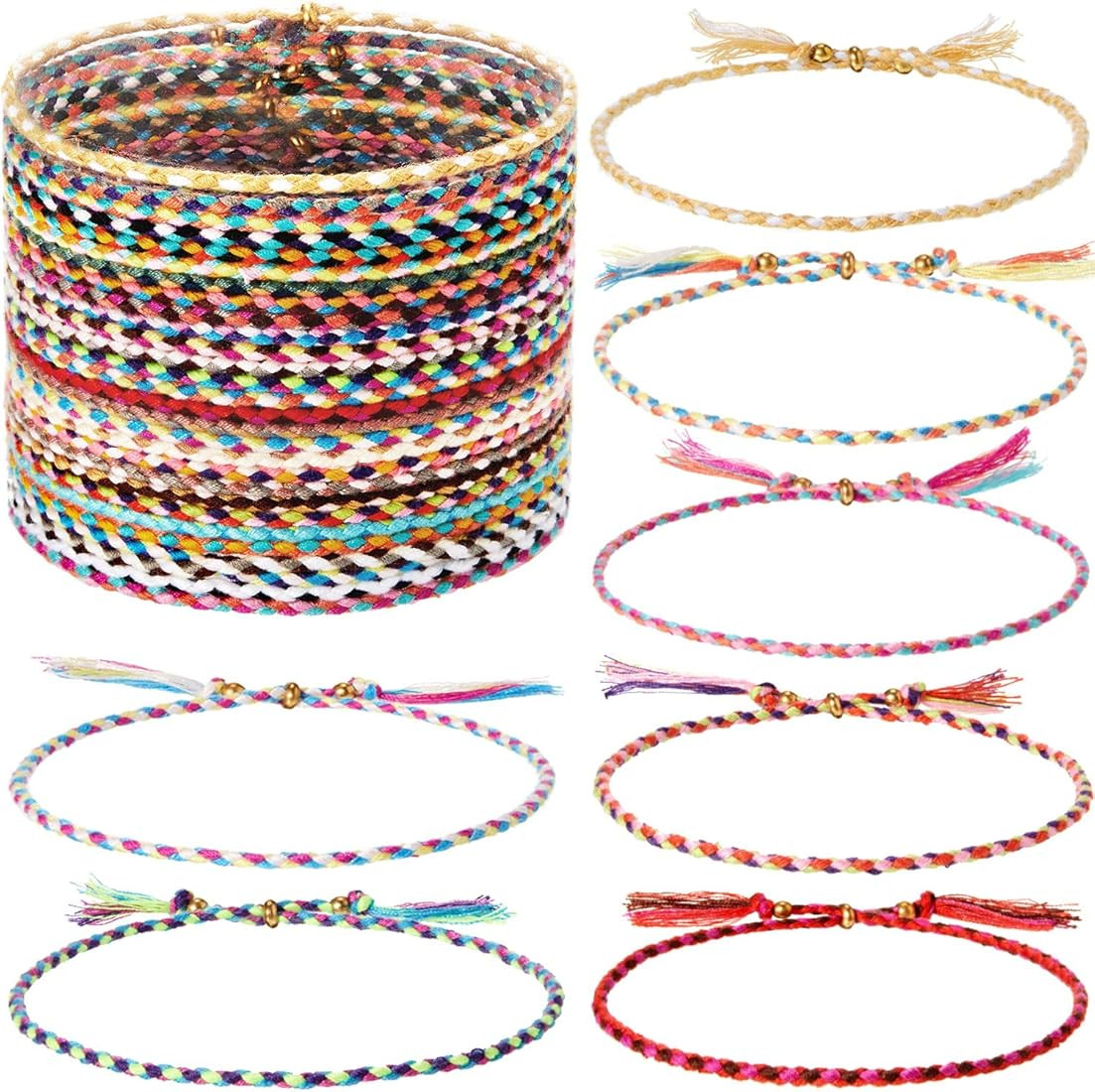 Hicarer 28 Pieces Woven Wrap Friendship Bracelets Handmade Braided Friendship Bracelet Adjustable... | Amazon (US)