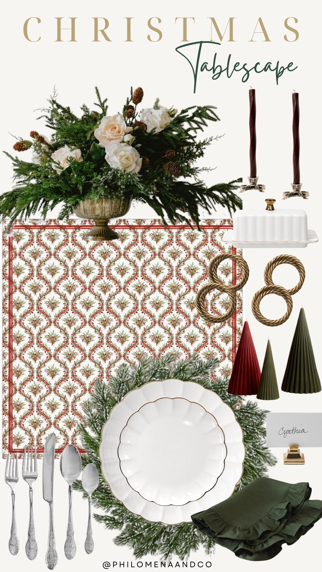 Classic Christmas Tablescape Moodboard ✨
If your holiday hosting style leans timeless, tailored, and just a touch romantic—this one’s for you. From ruffled dinnerware and evergreen chargers to brass candleholders and rich green linens, this palette brings together everything we love about a traditional Christmas table… elevated. 🎄🤍

The patterned tablecloth sets the tone, the centerpiece adds softness and movement, and those pleated tree candles? A subtle statement moment. I linked every piece so you can shop the full look and recreate this tablescape with ease.

Christmas tablescape, Christmas decor, garland, Norfolk garland, Christmas arrangement, Christmas table decor


#LTKHome #LTKHoliday #LTKSeasonal