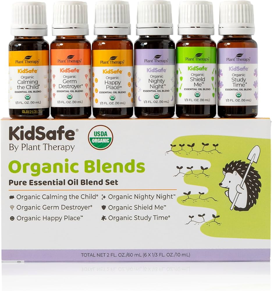 Plant Therapy KidSafe Organic Essential Oil Blends Set 10 mL (1/3 oz) 100% Pure, Undiluted, Thera... | Amazon (US)