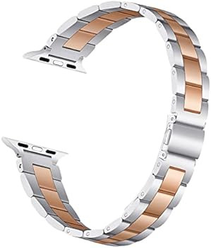 MNBVCXZ Compatible with Apple Watch Band 40mm 38mm 41mm Stainless Steel Metal Silver Rose Gold Re... | Amazon (US)