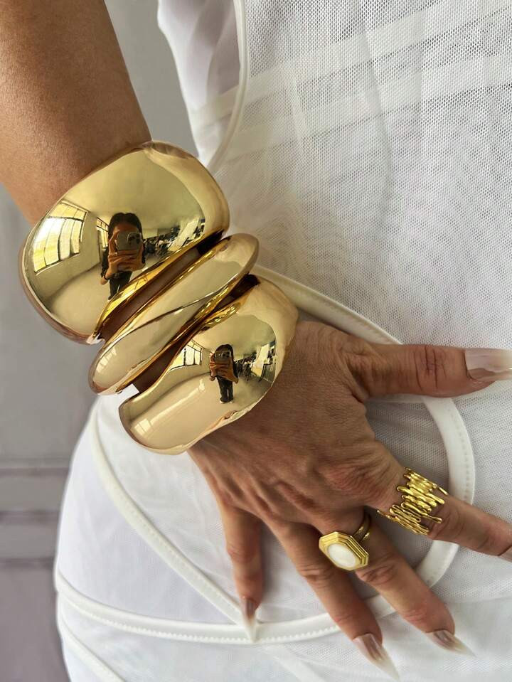 3pcs/1pc Charm Cuff Bracelets,Gold Bangles,Wide Bangles, Chunky Bracelet, Bracelet Set, Wide Bracelet, Bracelet For Women,Gift For Her | SHEIN