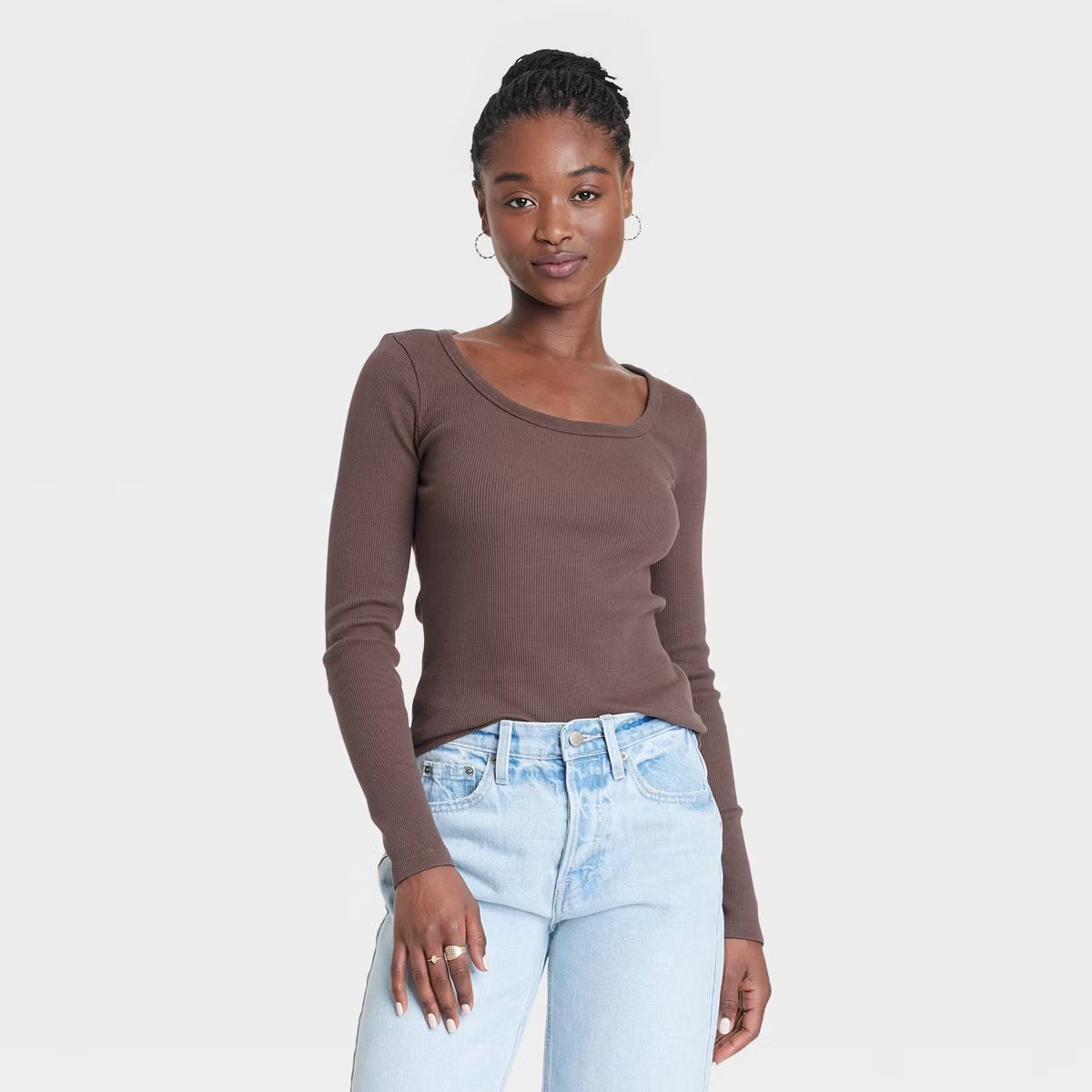 Women's Long Sleeve Rib Scoop Neck T-Shirt - Universal Thread™ | Target