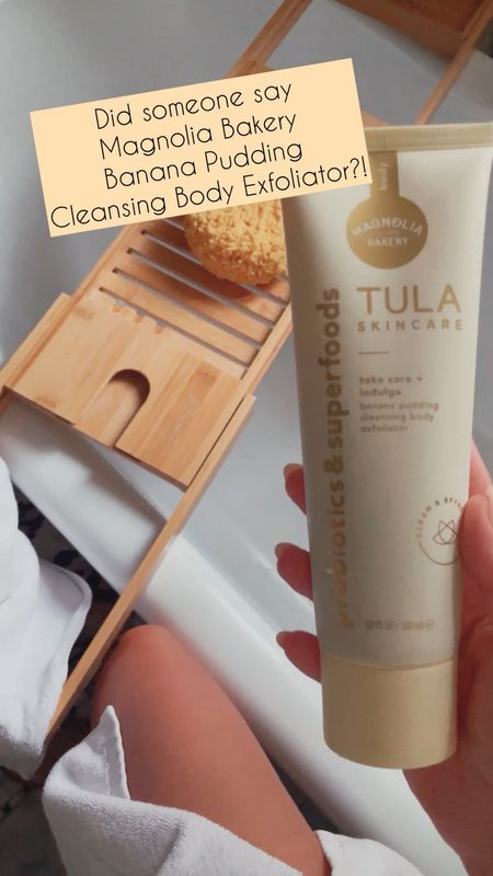Yes, it smells like banana pudding from Magnolia Bakery 🍌🍌🍌!!! Use code 15KARI for 15% off + right now @tula has free shipping on every order. I’ve been a little obsessed because not only does it smell like one of the best desserts ever, it also buffs away dry skin leaving you glowing, soft and smooth. 

#LTKbeauty