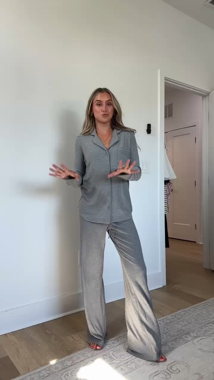 @skims size xs Your old pajamas can’t compete with this soft, ultra-comfortable sleep set. Features a slightly oversized button-up top with long sleeves, a chest pocket, and piping details. The straight leg pants have a relaxed fit and a stretchy waistband with an adjustable interior drawstring. Fits true to size.

#LTKootd #LTKgrwm #LTKdayinmylife