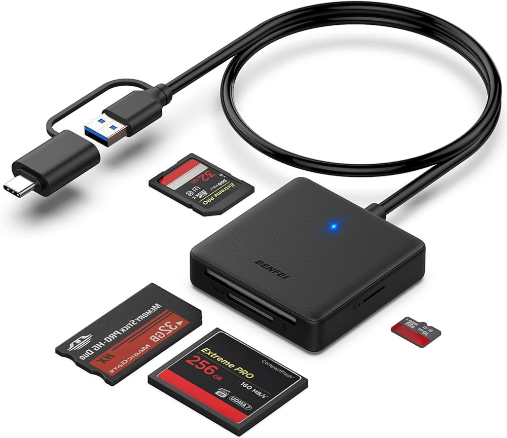 Memory Card Reader, BENFEI 4in1 USB 3.0 and USB-C to SD Micro SD MS CF Card Reader Adapter, 4 Car... | Amazon (US)