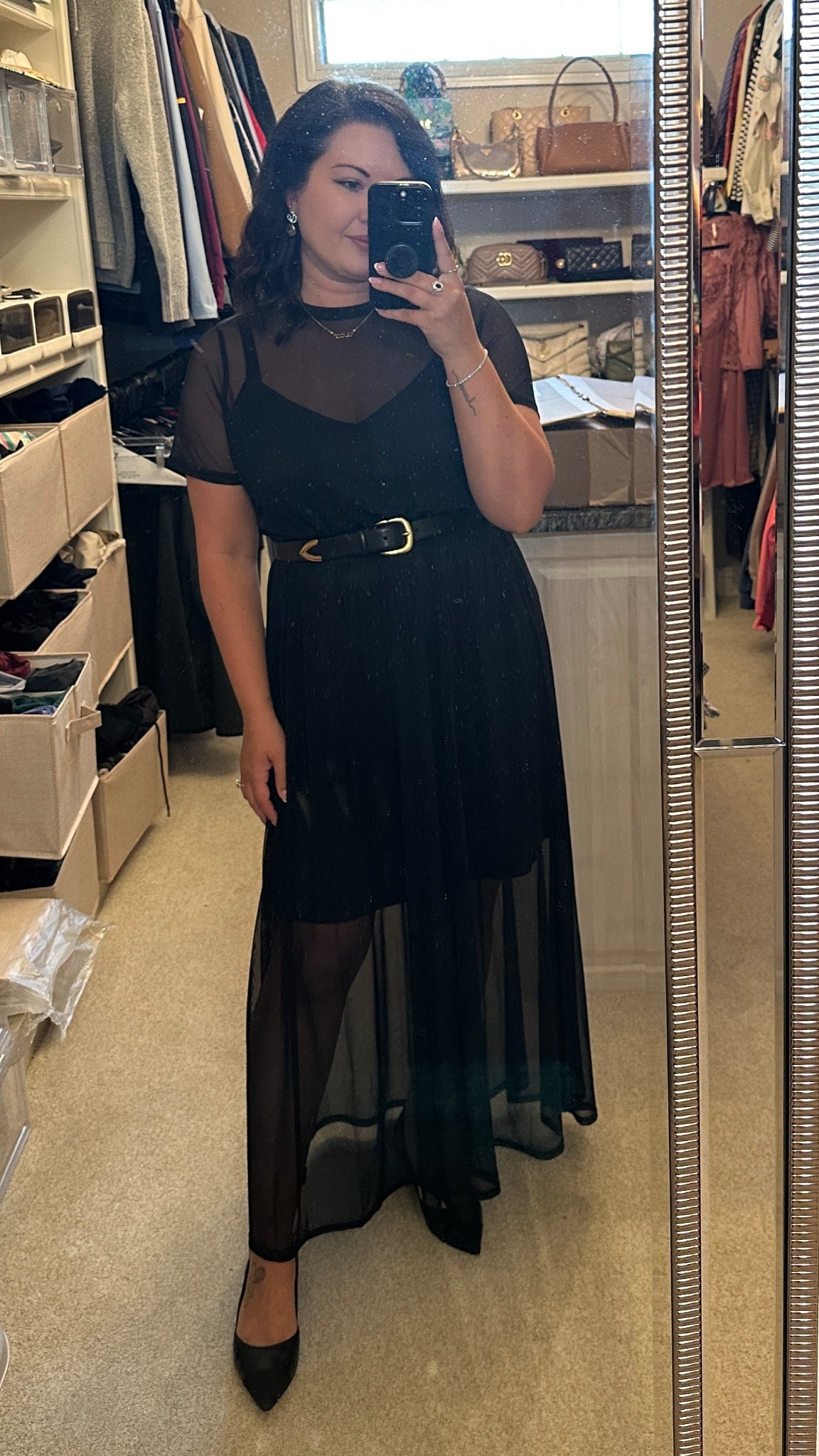 Mesh dress perfect for fall!! I’m wearing a 00 (M) and belted it for shape 

#LTKStyleTip #LTKMidsize #LTKFindsUnder100