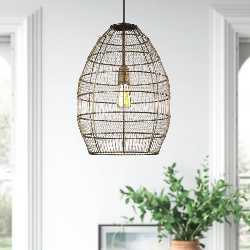 Brass Neddie Single Light Metal Dimmable Pendant | Wayfair North America