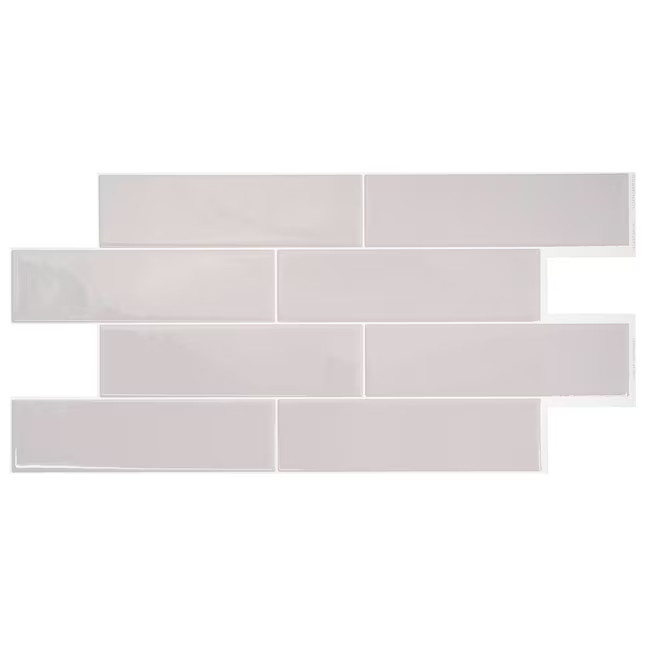 Smart Tiles Oslo Gray 23-in x 11-in Glossy Resin Brick Subway Peel and Stick Wall Tile (2.87-sq. ... | Lowe's