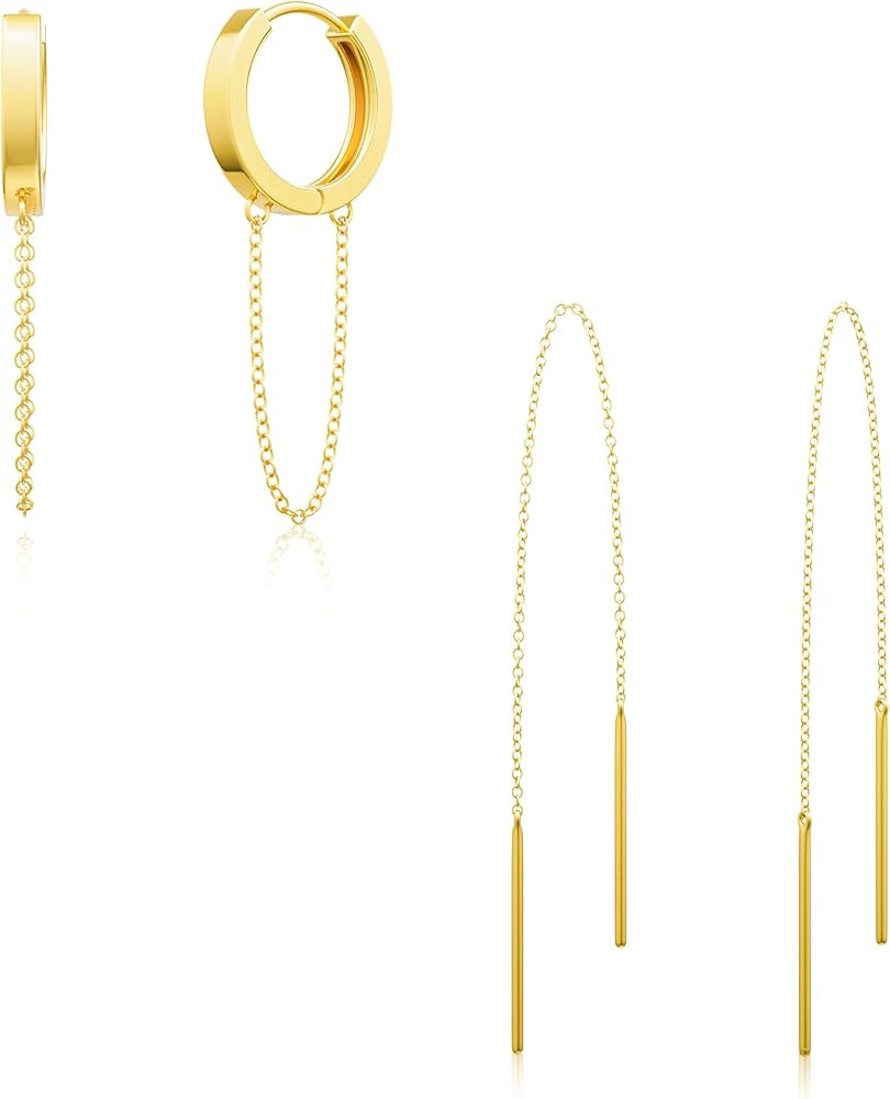 Gold Hoop Earrings for Women - Chunky Earrings 14K Gold Plated Earrings Trendy Hoops Small Thick ... | Amazon (US)