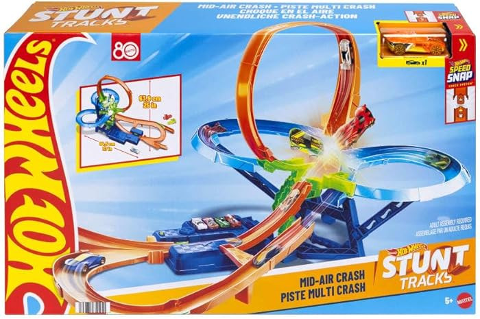 Hot Wheels Toy Car Track Set, Stunt Track Mid-Air Crash with 1:64 Scale Die-Cast Toy Car, Motoriz... | Amazon (US)