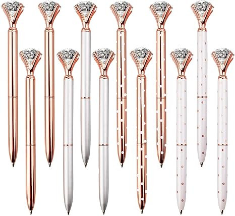 12PCS Diamond Pens Large Crystal Diamond Ballpoint Pen Bling Metal Ballpoint Pen Office and Schoo... | Amazon (US)