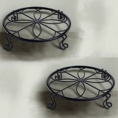 Heavy Duty Wrought Iron Plant Stands - Rustproof Metal Flower Pot Holder For Indoor And Outdoor Use, Round Planter Stand For Gardening, Patio, And Bal | Wayfair North America