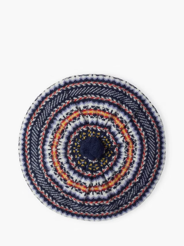 BroraDitsy Fair Isle Pure Cashmere Beret, French Navy | John Lewis (UK)