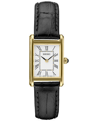 Women's Essentials Black Leather Strap Watch 19mm | Macy's