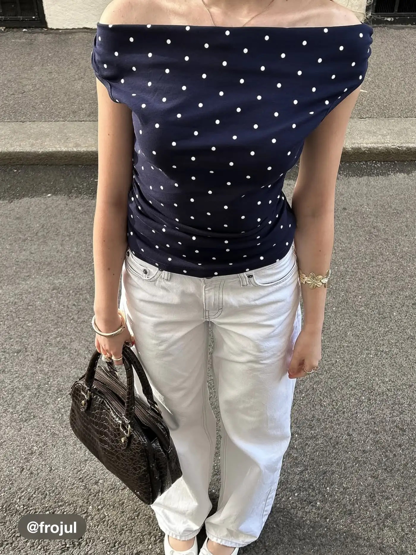 Knit Fabric Cotton-blend Asymmetrical Neck Polka Dot Ruched Knotted Top For Daily Casual | Cider