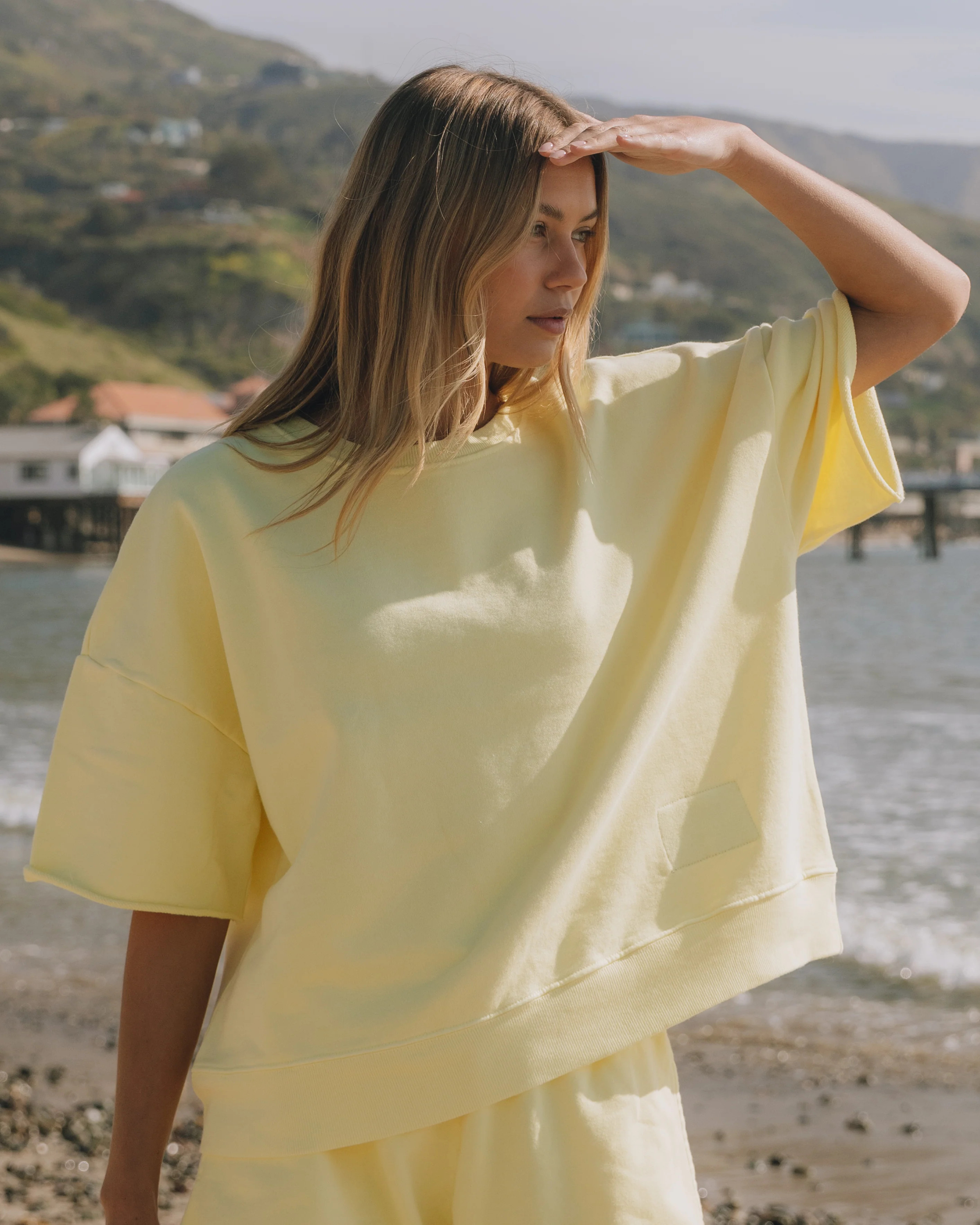 Cropped Sleeve Crew - Lemonade | Daily Drills