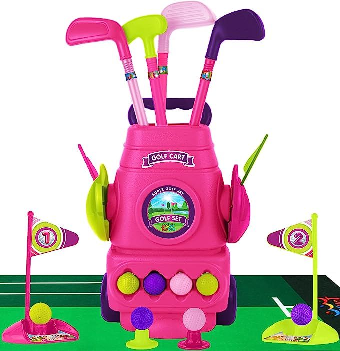 Amazon.com: Toyvelt Toddler Golf Set - Kids Golf Clubs with 6 Balls, 4 Golf Sticks, 2 Practice Ho... | Amazon (US)
