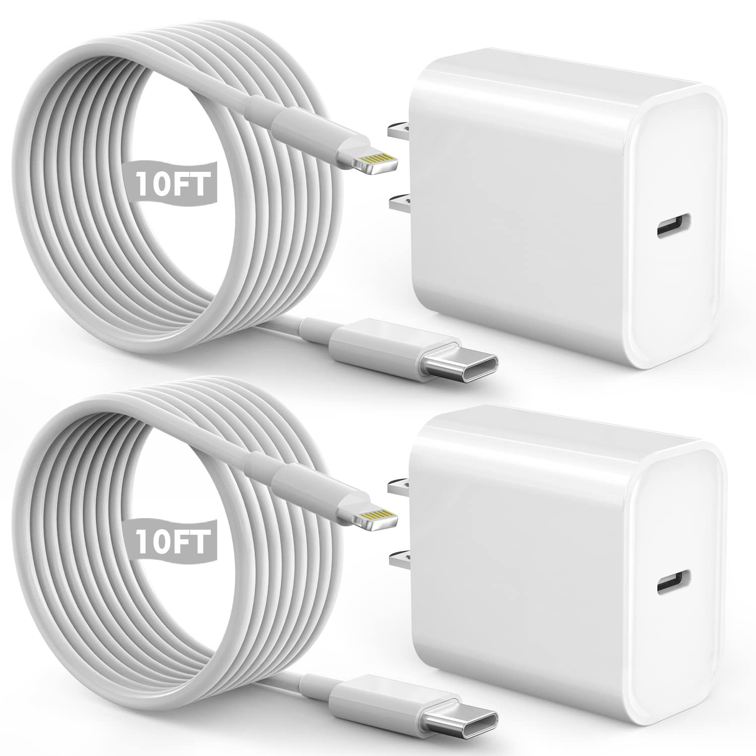 Fast iPhone Charger, Quick 10Foot USBC Wall Charger Phone Charge 2Pack PD USB C Fast Charge Block... | Amazon (US)