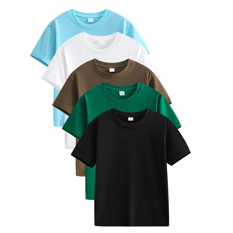 purcolt 5 Pack Toddler T-Shirts Boys Girls Solid Tee Summer Cotton T-Shirts Crewneck Short Sleeve... | Walmart (US)