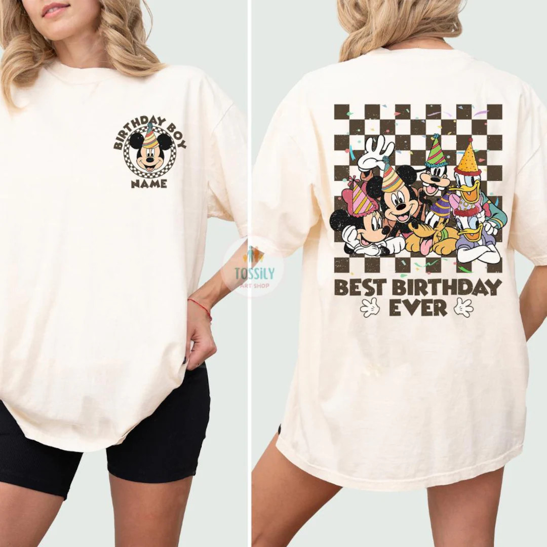 Custom Disney Mickey & Friends Birthday Shirt, Disney Birthday Boy/girl Tee, Disney Birthday Squa... | Etsy (US)