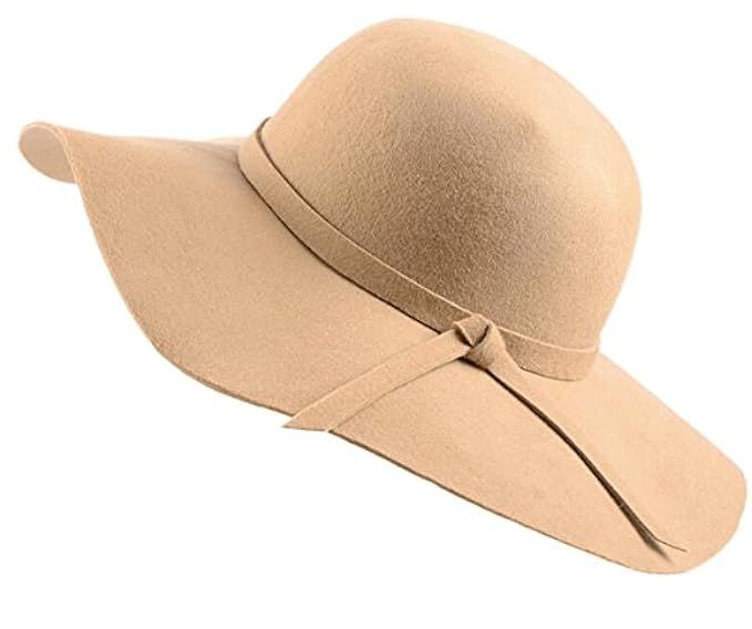 Urban CoCo Women's Foldable Wide Brim Felt Bowler Fedora Floopy Wool Hat | Amazon (US)