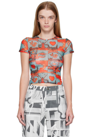 Miaou - Blue & Red Recycled Polyester T-Shirt | SSENSE