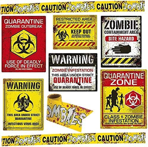 Halloween Zombie Party Decorations 6 Signs with Caution Tape 20 Feet - Halloween Indoor Outdoor H... | Amazon (US)