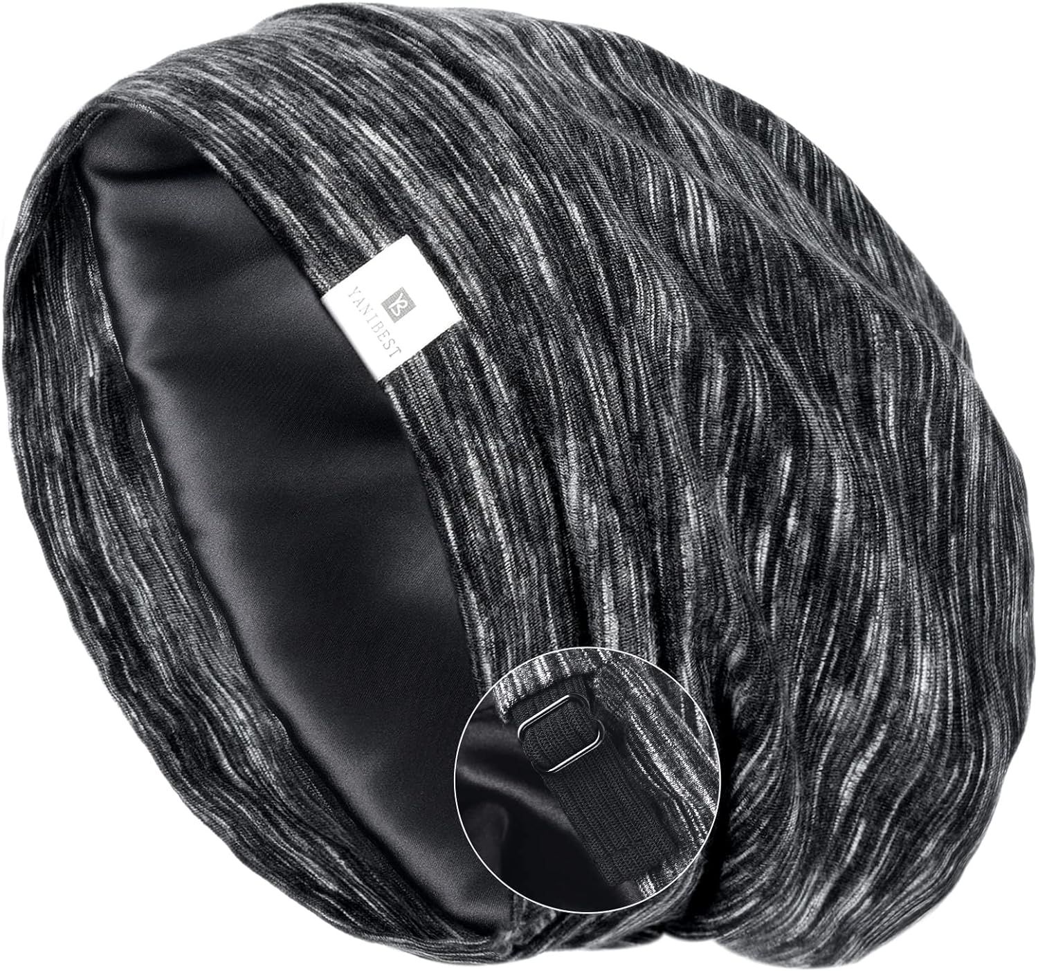 YANIBEST Silk Satin Bonnet Hair Cover Sleep Cap - Adjustable Stay on Silk Lined Slouchy Beanie Ha... | Amazon (US)
