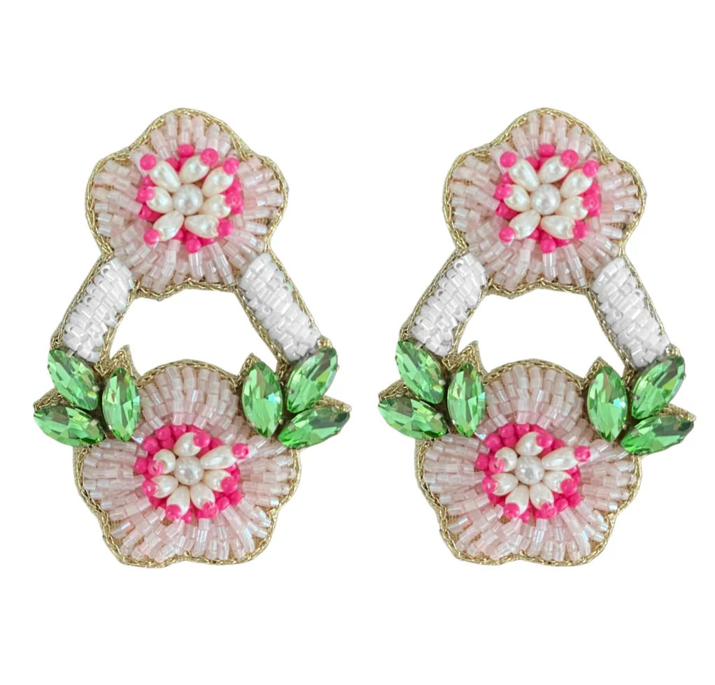 East Hampton Flower Earrings in Pink | Beth Ladd Collections