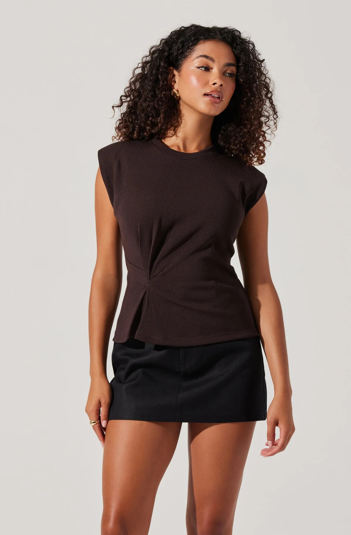 Cinched Waist Ribbed Knit Top | ASTR The Label (US)