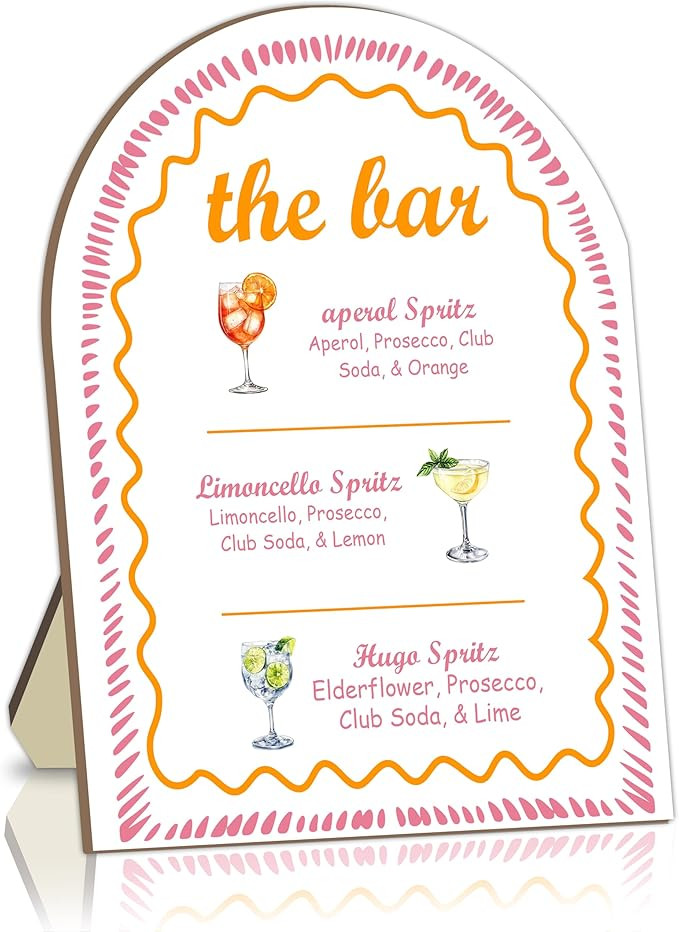 The Spritz Bar Wooden Sign, The Bar Sign Drink Menu Station For Baby Shower Table Decor Sign, Bri... | Amazon (US)
