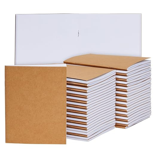 Paper Junkie 48-Pack Small Blank Notebooks Bulk - 4.25 x 5.5 in Brown Kraft Paper - Mini Journals... | Amazon (US)