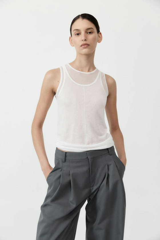 Semi Sheer Double Layer Tank - White | The DOM (Australia & New Zealand)