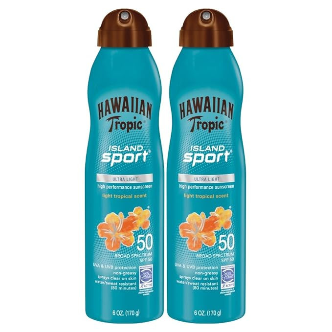 Hawaiian Tropic Sunscreen Island Sport Broad Spectrum Sunscreen Spray, SPF 50, 6 Ounce - Twin Pac... | Amazon (US)