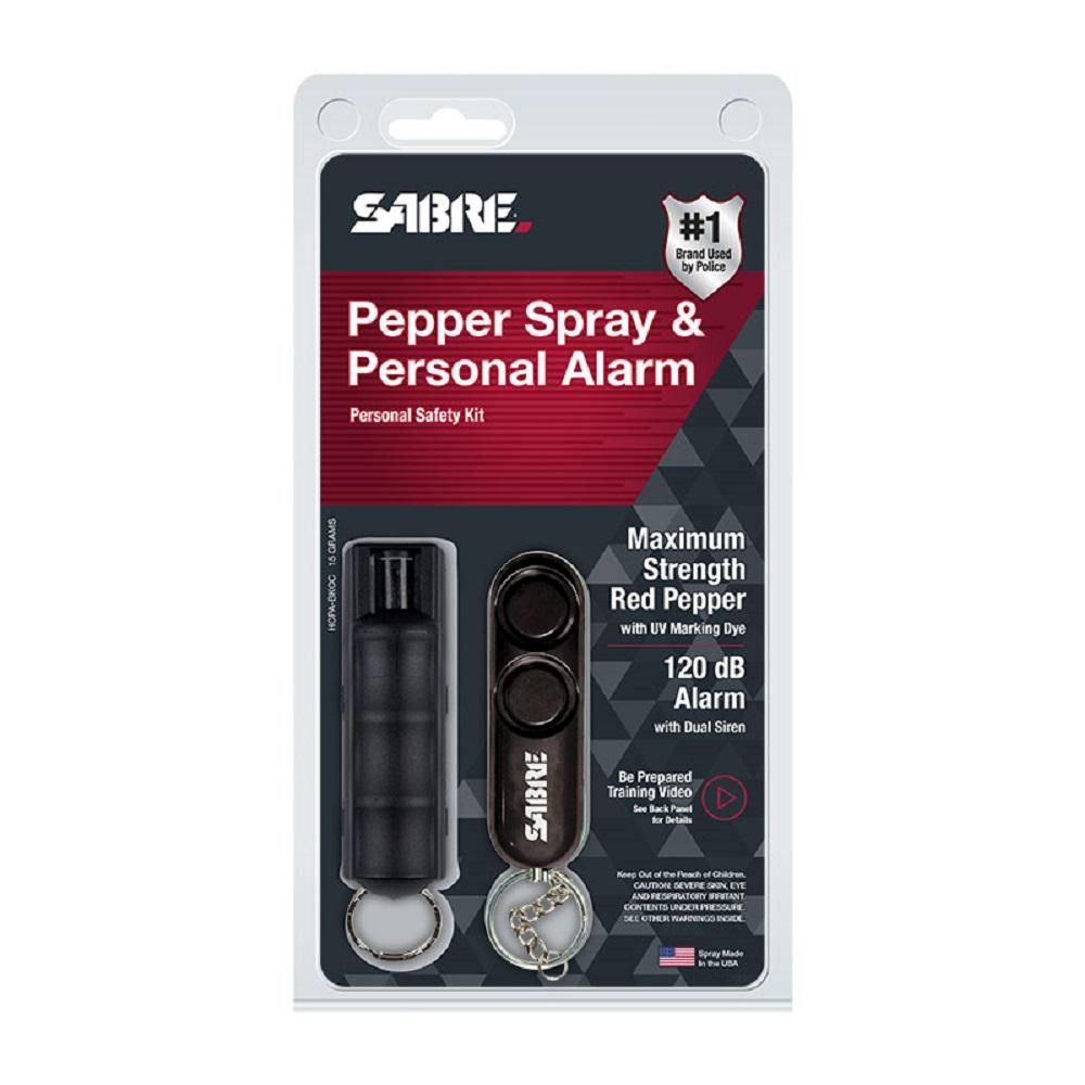 SABRE Personal Safety Kit Pepper Spray with Key Ring and Personal Alarm - Black | The Home Depot