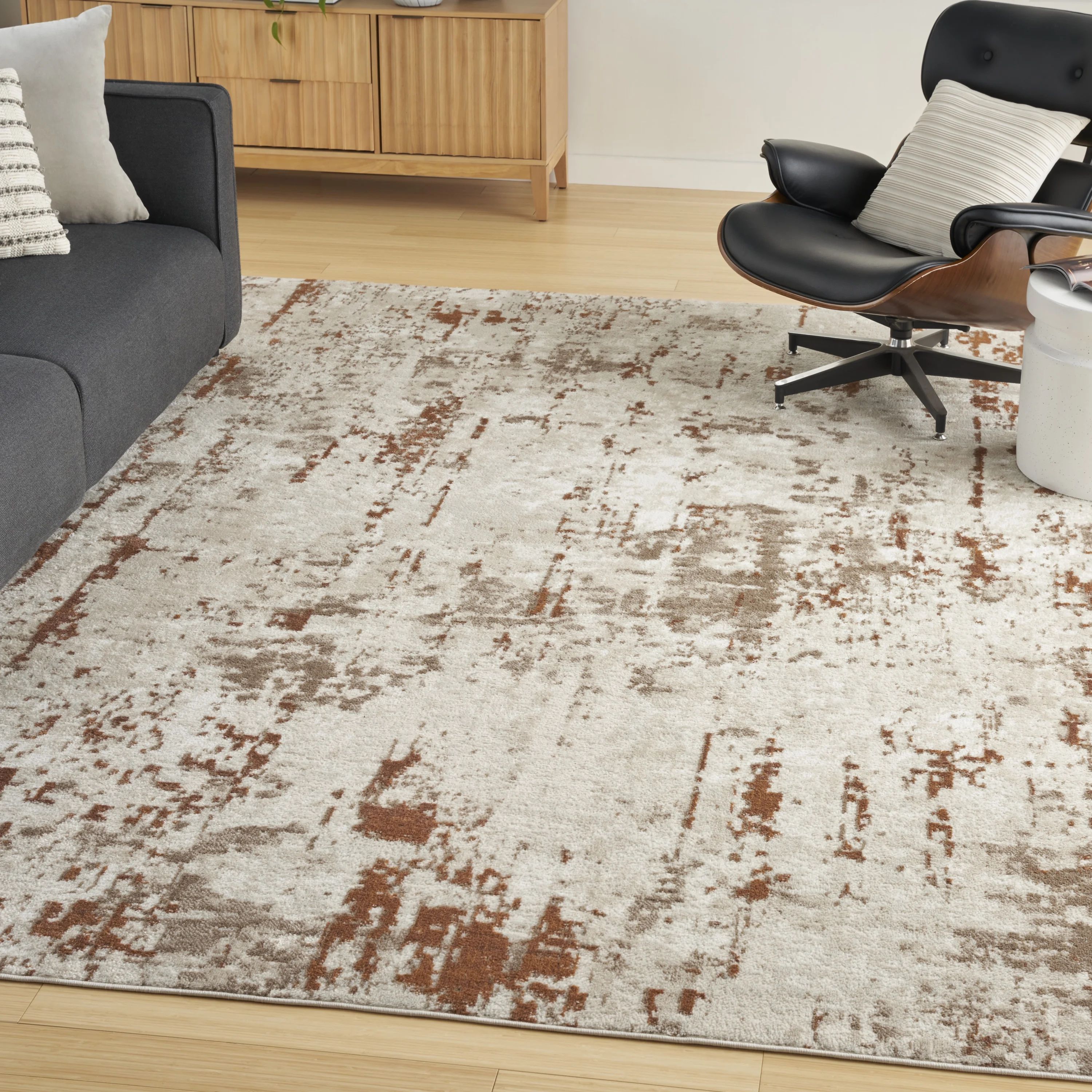 Nourison Concerto Abstract Ivory Rust 5'3" x 7'3" Area Rug, (5x7) - Walmart.com | Walmart (US)