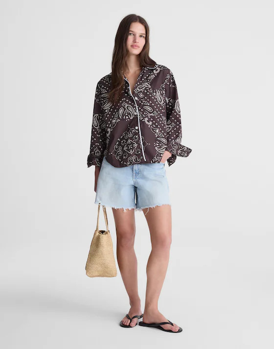 The Signature Y-Neck Shirt in Poplin | Madewell