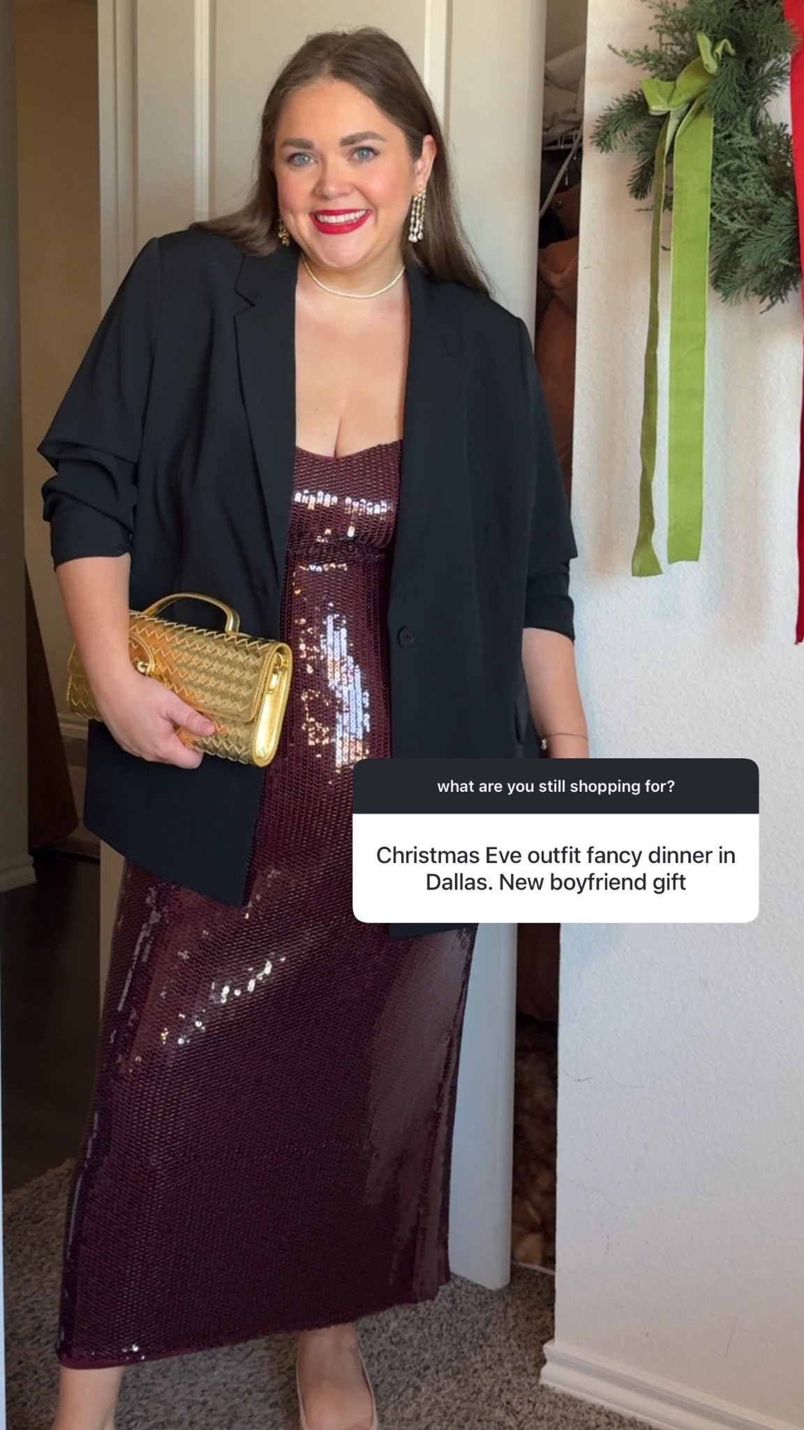 Fancy Christmas dinner outfit wearing xl in dress and 2x in blazer 

#LTKPlusSize #LTKHoliday