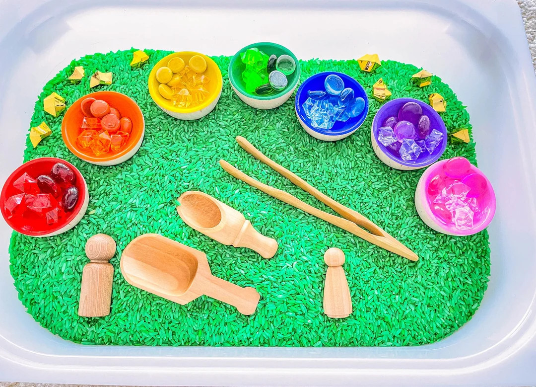 Rainbow Sensory Bin, Rainbow Sensory, Taste Safe, Montessori, St. Patrick's Day Sensory Bin | Etsy (US)